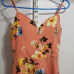 Peach color dress with flowers